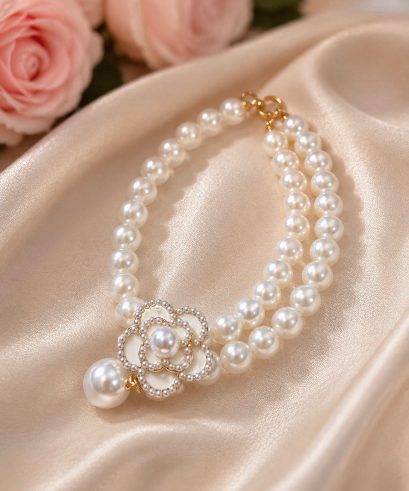 Camelia Pearl Couture Necklace